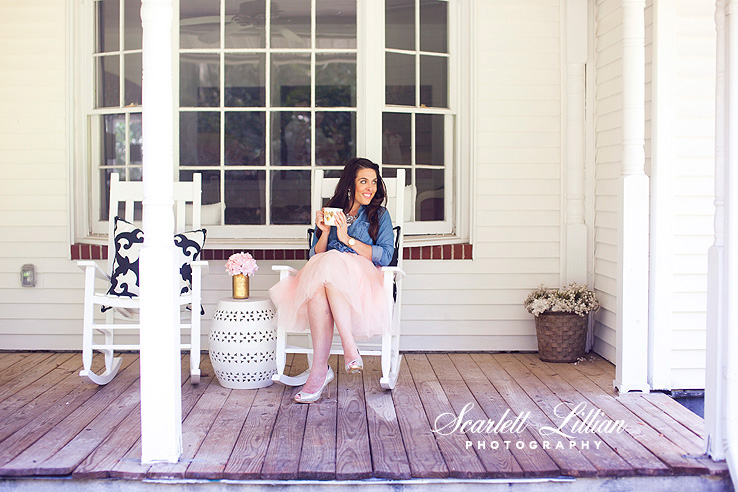 Enjoying some coffee on my front porch! The rockers are from Lowes, and the side table is from World Market.